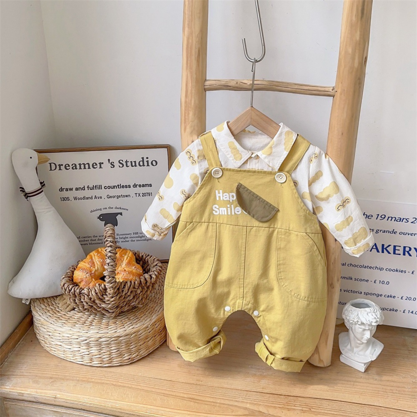 Salopette bébé - Rêve d’Or - Ensemble de deux pièces - Chemise offerte !