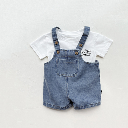 Salopette bébé - Matin d'Été - Ensemble de deux pièce - T-shirt offert !