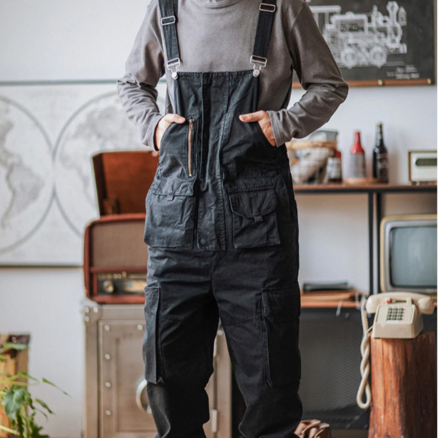 Salopette homme cargo au style rétro multi poche - Elliot