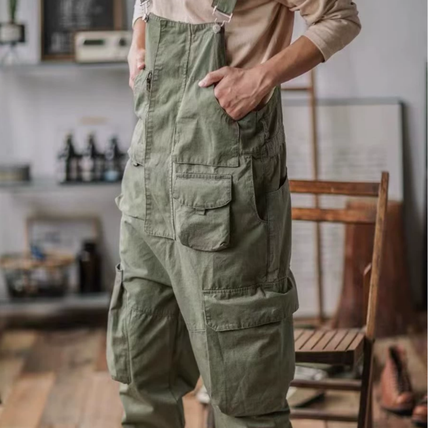 Salopette homme cargo au style rétro multi poche - Elliot