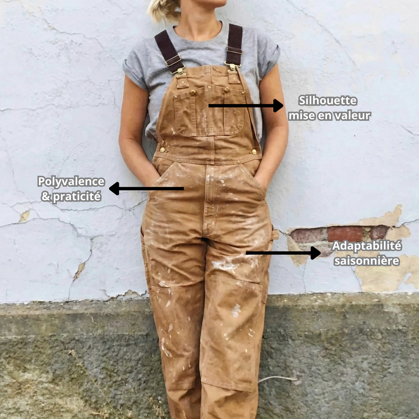 Salopette de travail en denim unisexe - Noa