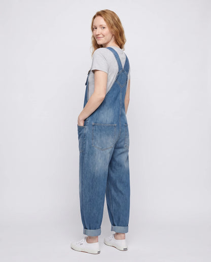 Salopette femme ample effet denim La Tournée, coloris bleu, vue de dos