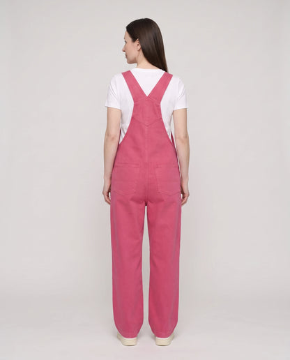 Salopette femme rose en denim La Framboise, coloris rose framboise, vue de dos