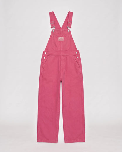 Salopette femme rose en denim La Framboise, coloris rose framboise, vue à plat